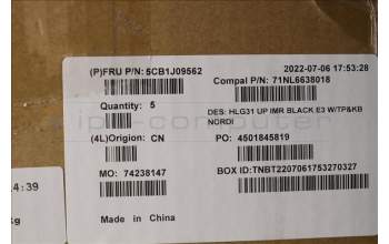 Lenovo 5CB1J09562 COVER UpperCaseASM_NORDIC C82SA E3 BLA