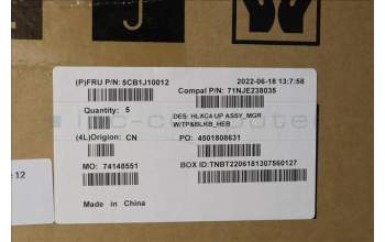 Lenovo 5CB1J10012 COVER Upper Case ASM_HBW C 21DM BLKB N