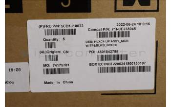 Lenovo 5CB1J10022 COVER UpperCaseASM_NORDIC C 21DM BLKB N