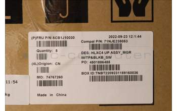 Lenovo 5CB1J10030 COVER Upper Case ASM_SWS C 21DM BLKB N