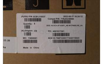 Lenovo 5CB1J10037 C-Cover with keyboard, English, Abyss Blue, Backlight, US