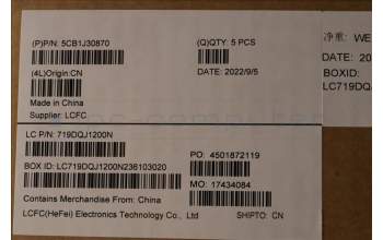 Lenovo 5CB1J30870 COVER Upper Case ASM_KOR L82UH FP BL