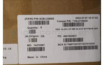 Lenovo 5CB1J38482 COVER Upper Case ASM_GER C 82SC BLA