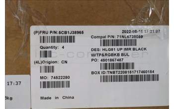 Lenovo 5CB1J38965 COVER UpperCase ASM_BUL C82SCRGB BLA