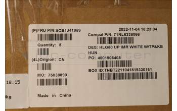 Lenovo 5CB1J41959 COVER Upper Case ASM_HUN C 82SB WHT