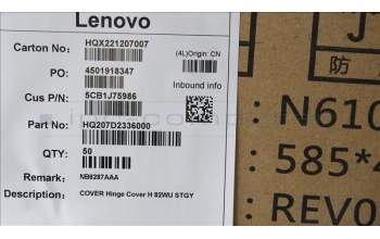 Lenovo 5CB1J75986 COVER Hinge Cover H 82WU STGY