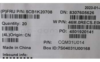 Lenovo 5CB1K20708 LCD Cover W 82XX AB