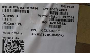 Lenovo 5CB1K20786 COVER Upper Case ASM_UKE W82XX AG BL