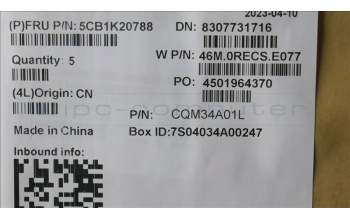 Lenovo 5CB1K20788 COVER Upper Case ASM_SPA W82XX AG BL