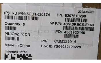 Lenovo 5CB1K20874 COVER Upper Case ASM_CZE/SLK W82XX SB BL