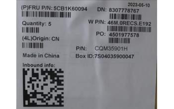 Lenovo 5CB1K60094 COVER Upper Case ASM_EURO_ENG W82XX SB