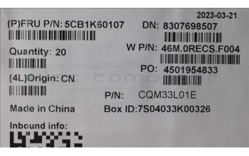 Lenovo 5CB1K60107 LCD Cover W 82XY AB 2.5K