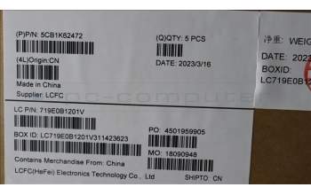 Lenovo 5CB1K62472 COVER Upper Case ASM_HUN L83B1 OAT