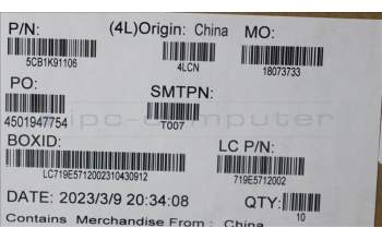 Lenovo 5CB1K91106 COVER Cover L 82XR HINGE_CAP_AB