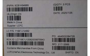 Lenovo 5CB1K94989 COVER Upper Case ASM_GRE L82XB AG NBL