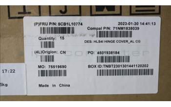 Lenovo 5CB1L10774 COVER Hinge cap C 82XD AL CG