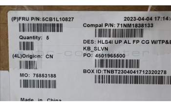 Lenovo 5CB1L10827 COVER UpperCase_SLV C82XD FP CG BL AL