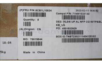Lenovo 5CB1L10834 COVER UpperCase_ENG C82XD NFP CG BL AL