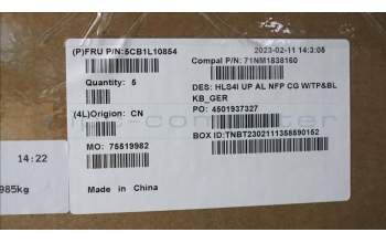Lenovo 5CB1L10854 COVER UpperCase_GER C82XD NFP CG BL AL