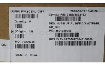 Lenovo 5CB1L10857 COVER UpperCase_BEL C82XD NFP CG BL AL