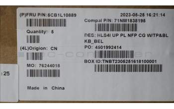 Lenovo 5CB1L10889 COVER UpperCase_BEL C82XD NFP CG BL PL