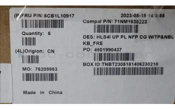 Lenovo 5CB1L10917 COVER UpperCase_FRA C82XD NFP CG NBL PL