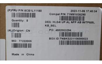 Lenovo 5CB1L11180 COVER UpperCase_BEL C82XD NFP AB BL AL