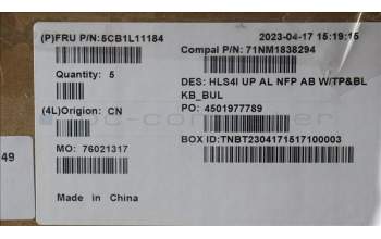 Lenovo 5CB1L11184 COVER UpperCase_BUL C82XD NFP AB BL AL