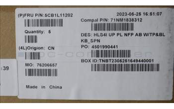 Lenovo 5CB1L11202 COVER UpperCase_SPA C82XD NFP AB BL PL