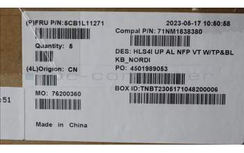 Lenovo 5CB1L11271 COVER UpCase_NORDIC C82XD NFP VT BL AL