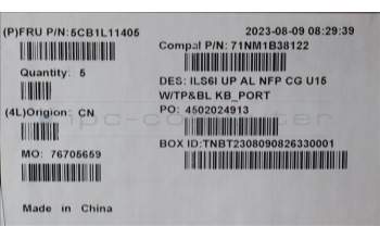 Lenovo 5CB1L11405 COVER UpperCase_POR C82XF NFP CG BL AL