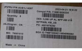 Lenovo 5CB1L14287 COVER UpperCase_ENG C82XF NFP AB BL AL