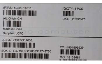 Lenovo 5CB1L14811 COVER Upper Case ASM_UKE L82XR FP AG BL