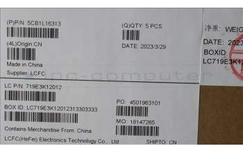 Lenovo 5CB1L16313 COVER Upper Case ASM_ENG L82XS FPW/SCREW