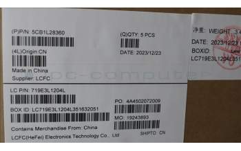 Lenovo 5CB1L28360 COVER Upper Case ASM_BEL L82XQ FBFP NBL