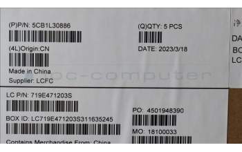 Lenovo 5CB1L30886 COVER Upper Case ASM_BEL L82WK ONGY WH