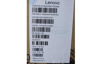 Lenovo 5CB1L40681 C-Abdeckung mit Tastatur, Ungarisch, Aquamarinblau