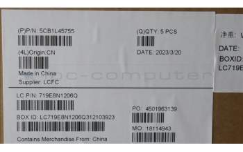 Lenovo 5CB1L45755 C-Abdeckung mit Tastatur, Russisch, Arktisgrau, Nicht_beleuchtet