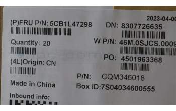 Lenovo 5CB1L47298 COVER FRU COVER C COVER,ASM,BK,WW,Golem2