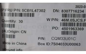 Lenovo 5CB1L47302 COVER FRU C COVER ASM BK WWAN Talos-2