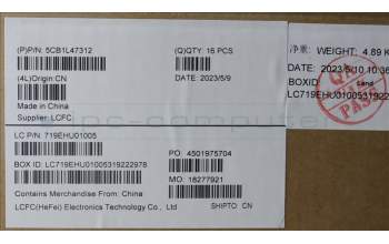 Lenovo 5CB1L47312 FRU KT4D0_D_COVER_UMA_WL_ASSY_GR