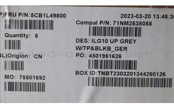 Lenovo 5CB1L49800 COVER Upper Case ASM_GER C 82XV BL