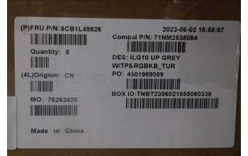 Lenovo 5CB1L49826 C-Abdeckung mit Tastatur, Türkisch, RGB-Hintergrundbel.