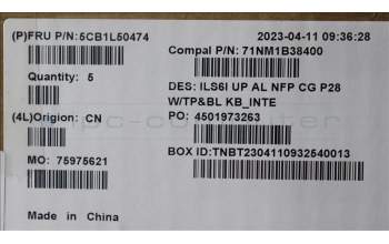 Lenovo 5CB1L50474 COVER UpCase_EUROENG C82XF NFPCG BLALDF
