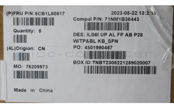 Lenovo 5CB1L50517 C-Abdeckung mit Tastatur, Spanisch, tiefblau, Hintergrundbeleuchtung, Fingerabdruckleser