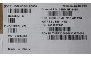 Lenovo 5CB1L50538 C-Abdeckung mit Tastatur, Englisch (US, Euro), Tiefblau, Hintergrundbeleuchtung, Ohne_Fingerabdruckscanner