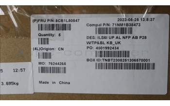 Lenovo 5CB1L50547 C-Abdeckung mit Tastatur, Englisch (GB), Tiefblau, Hintergrundbeleuchtung, Ohne_Fingerabdruckscanner