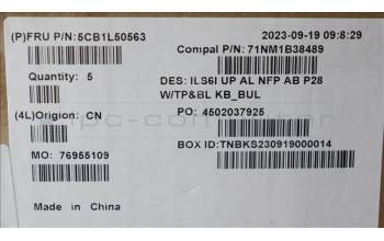 Lenovo 5CB1L50563 C-Abdeckung mit Tastatur, Bulgarisch, tiefblau, Hintergrundbeleuchtung, Ohne Fingerabdruck, GB