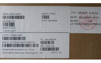 Lenovo 5CB1L54674 COVER Upper Case ASM_SWS L82WM OG WH