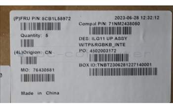 Lenovo 5CB1L55972 C-Abdeckung mit Tastatur, Englisch (US, Euro), RGB-Hintergrundbeleuchtung